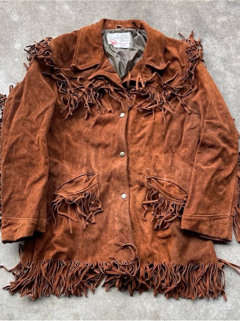 VTG Sears Leather Shop Genuine Suede Fringe Jacket Western Cowboy Ranch Size M/L